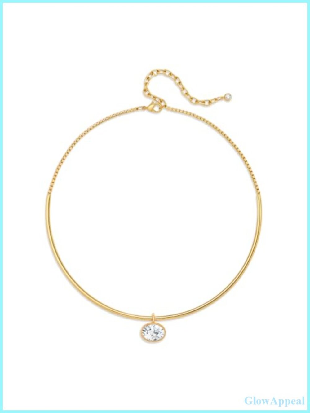 14K Gold Plated Choker Necklace Cubic Zircon Pendant Minimalist Collar